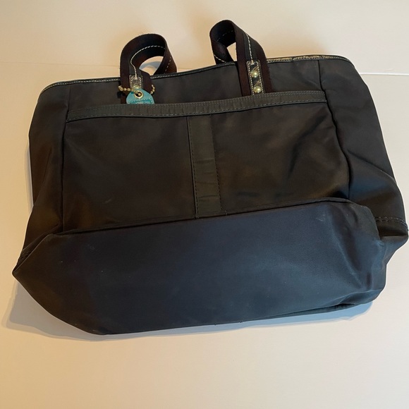 Coach Hampton Nylon Black Turquoise Tote - Picture 6 of 10